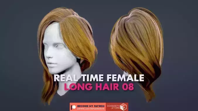 Character - Real Time Female Long Hair 08 Low-poly 3D model