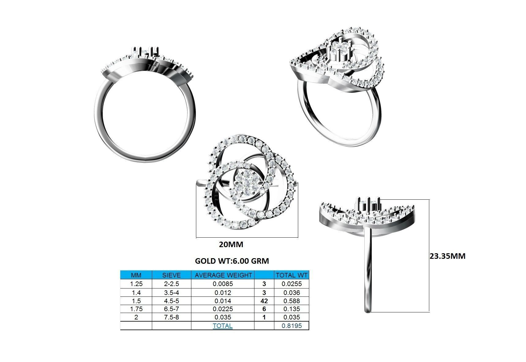 Women Pendant Earrings Ring set 3dm stl render detail 3D print model_63