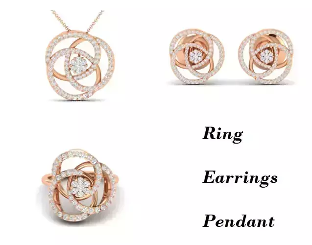 Women Pendant Earrings Ring set 3dm stl render detail 3D print model Women Pendant Earrings Ring set 3dm stl render detail 3D print model