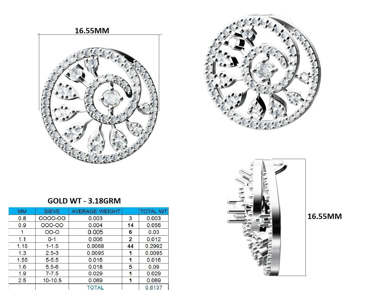 Women Pendant Earrings Ring set 3dm stl render detail 3D print model_21