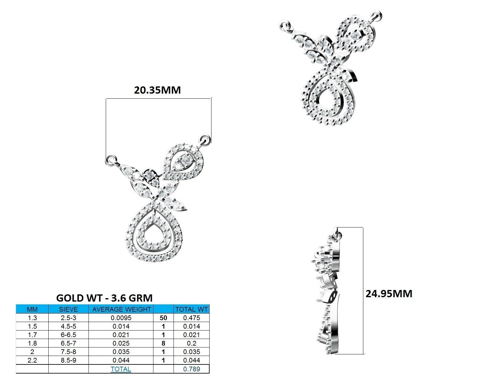 Women Pendant Earrings Ring set 3dm stl render detail 3D print model_21