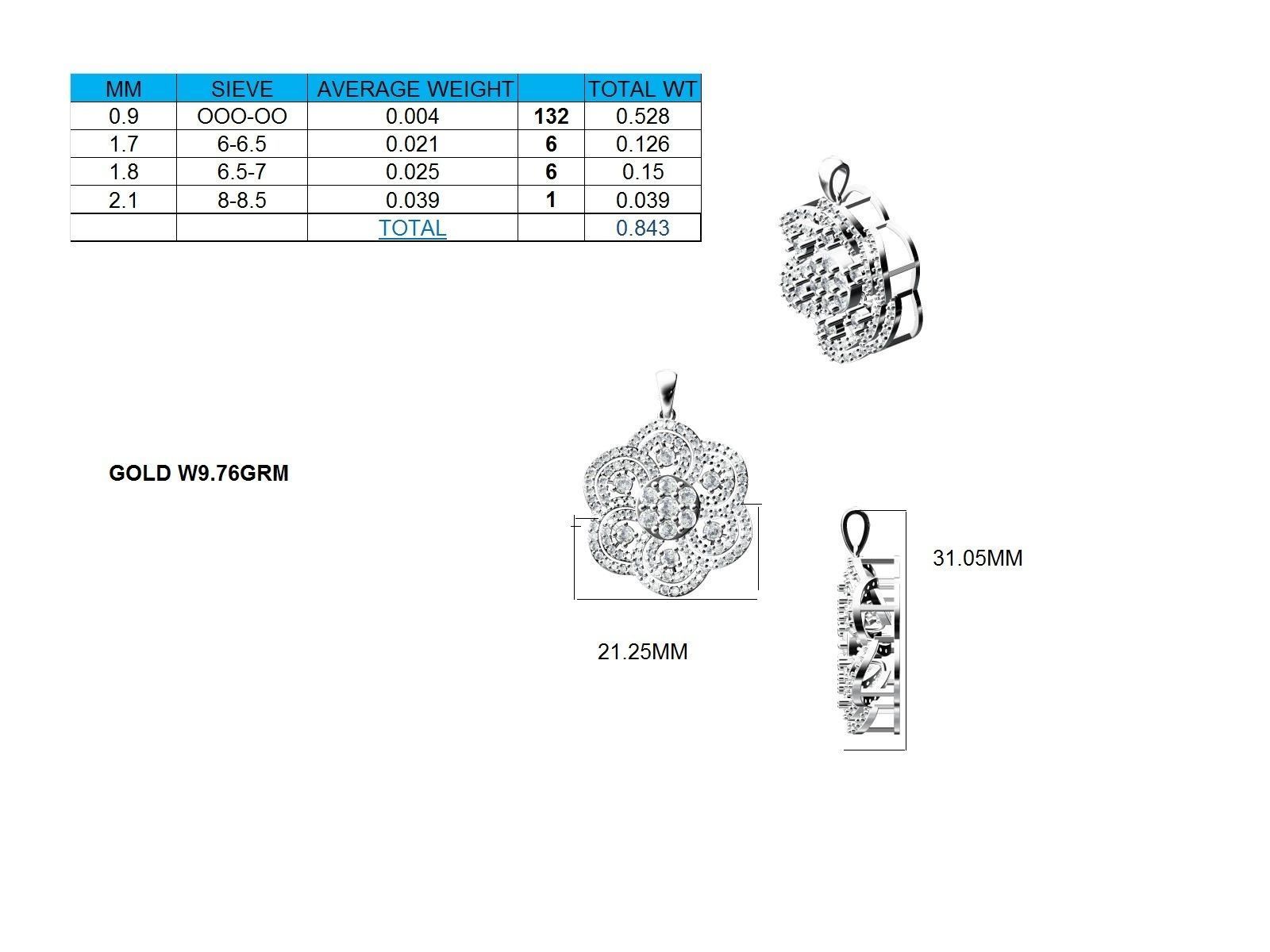 Women Pendant Earrings Ring set 3dm stl render detail 3D print model_4