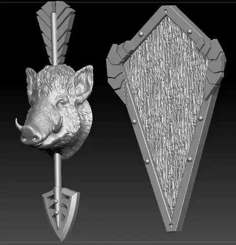 wild boar head trophy  pendant 3D print model