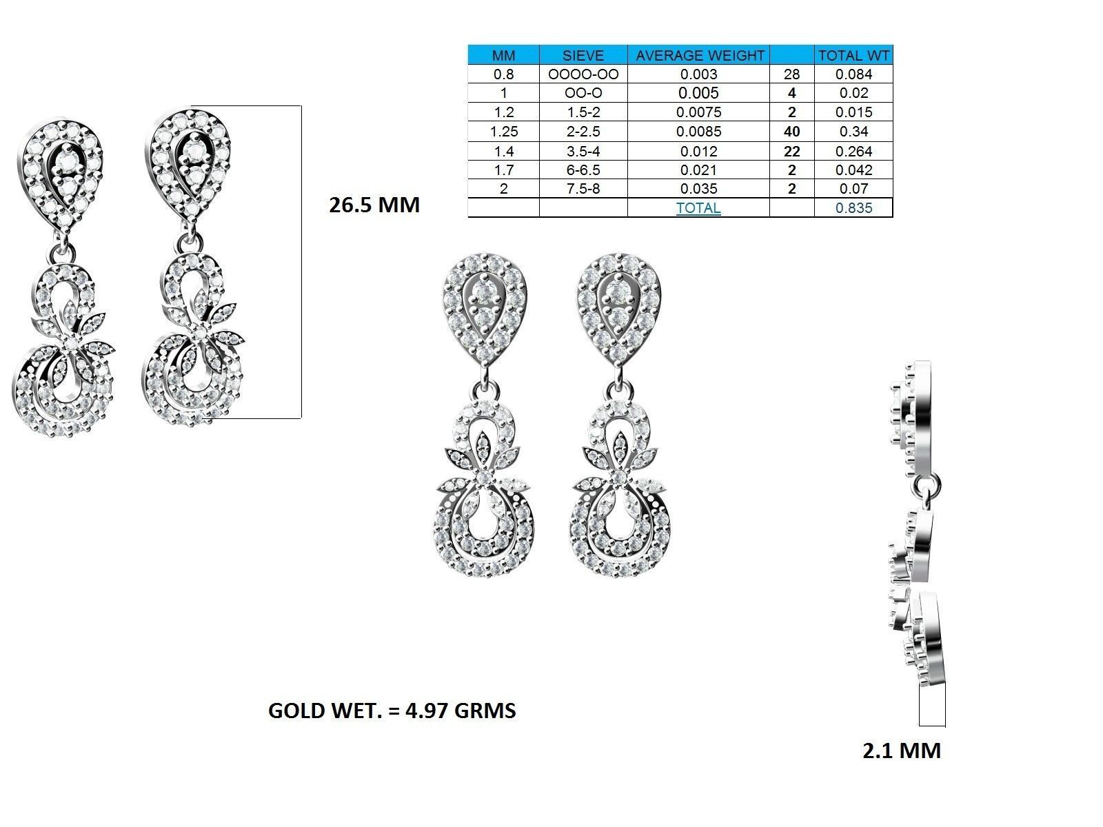 Women Pendant Earrings Ring set 3dm stl render detail 3D print model_62