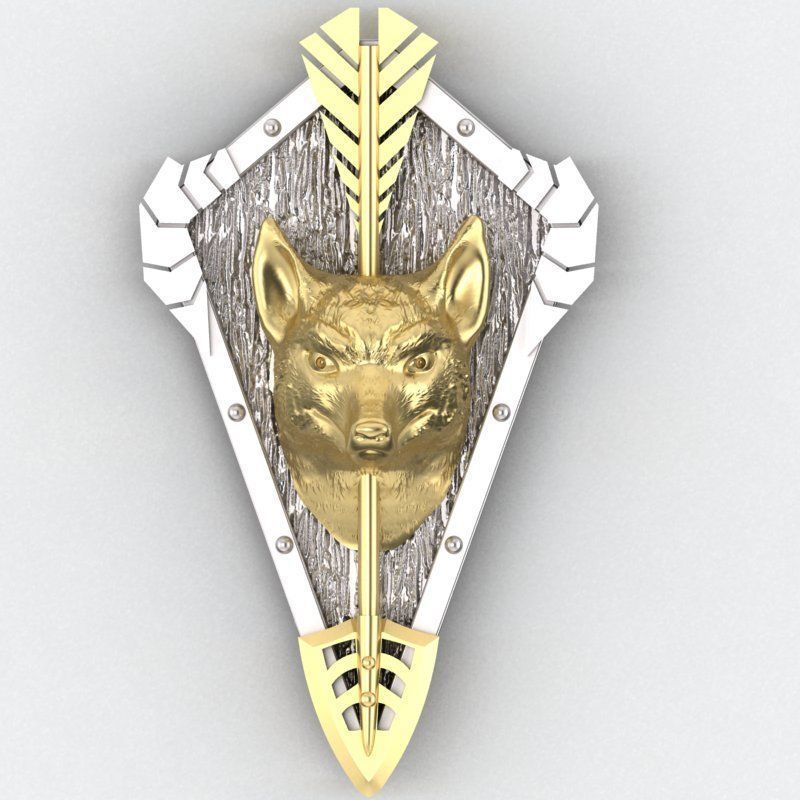 fox head trophy pendant 3D print model_2