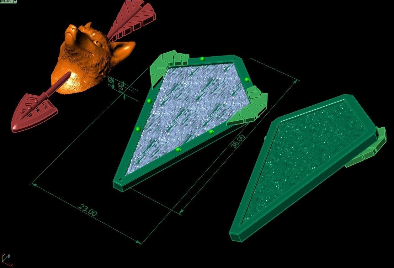 fox head trophy pendant 3D print model_8