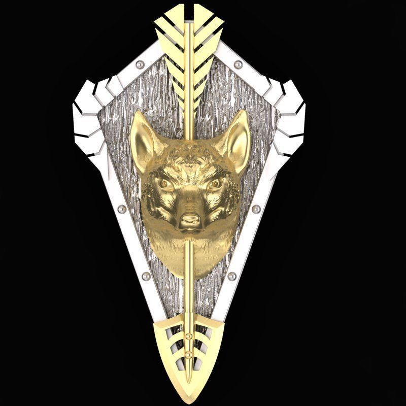 fox head trophy pendant 3D print model_5