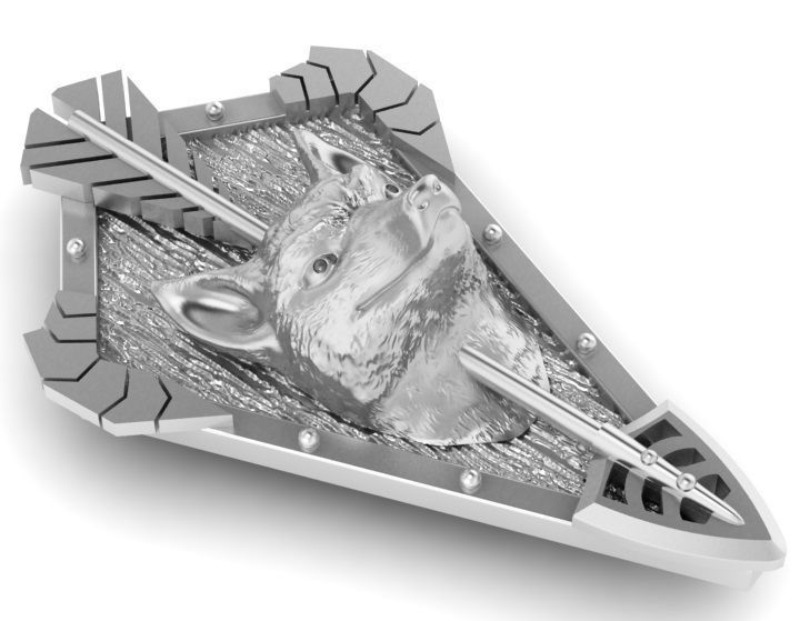 fox head trophy pendant 3D print model_3