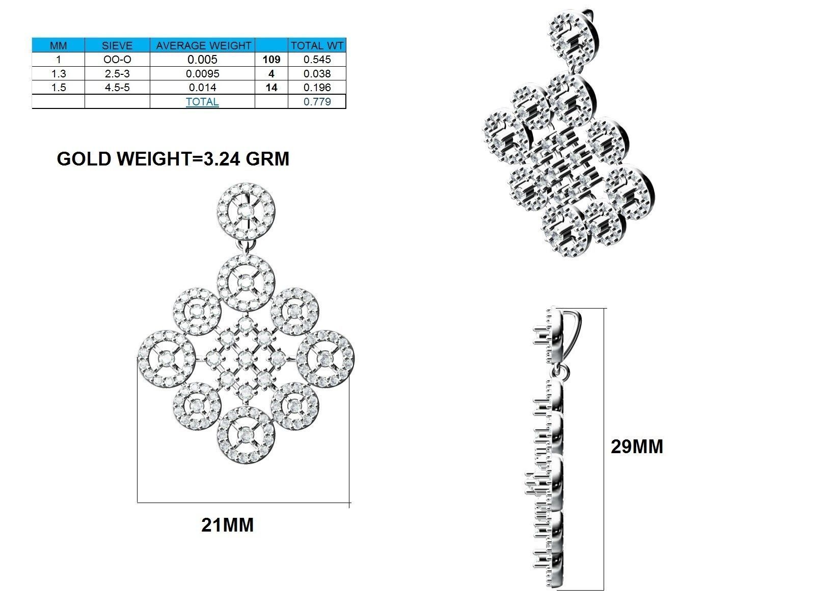 Women Pendant Earrings Ring set 3dm stl render detail 3D print model_22