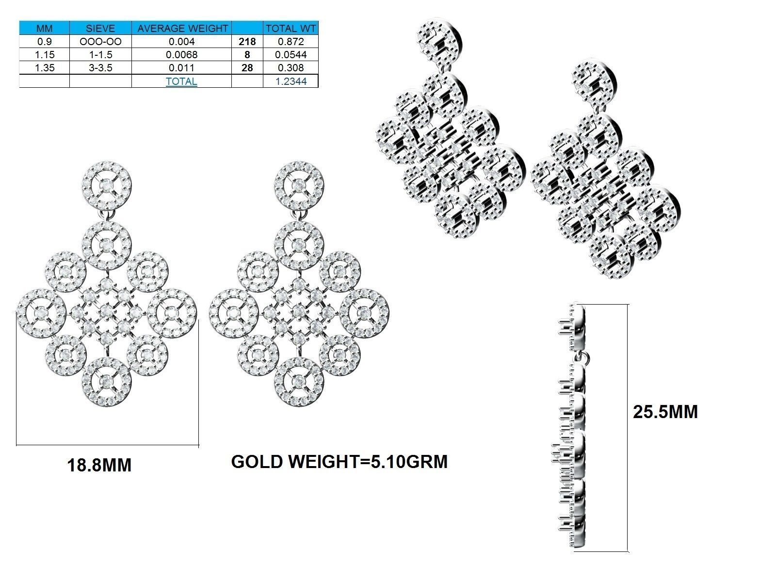 Women Pendant Earrings Ring set 3dm stl render detail 3D print model_40