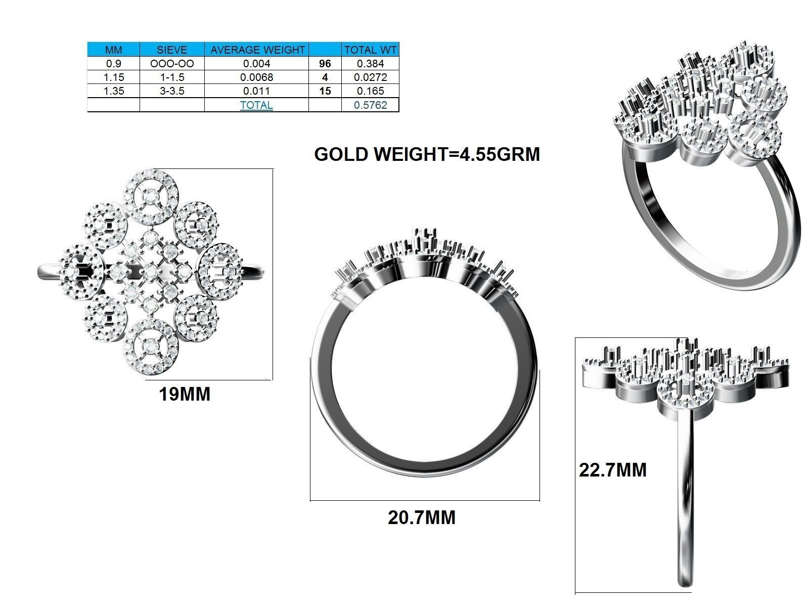 Women Pendant Earrings Ring set 3dm stl render detail 3D print model_63