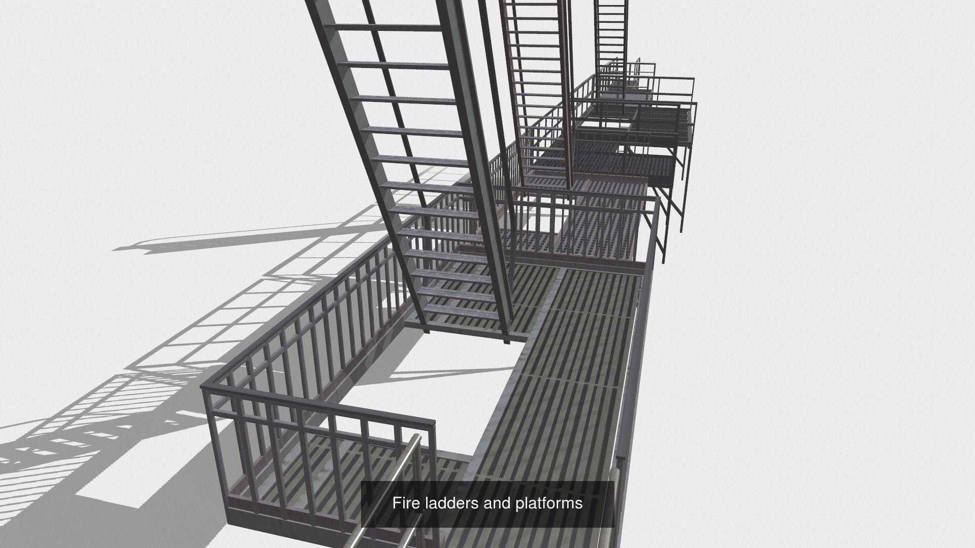 Fire ladders platforms metal staircase 3D Model Collection_5