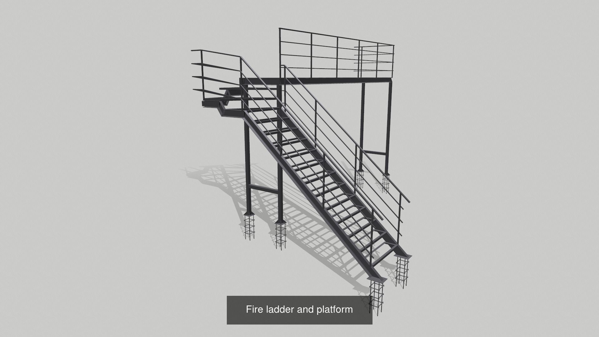 Fire ladders platforms metal staircase 3D Model Collection_8