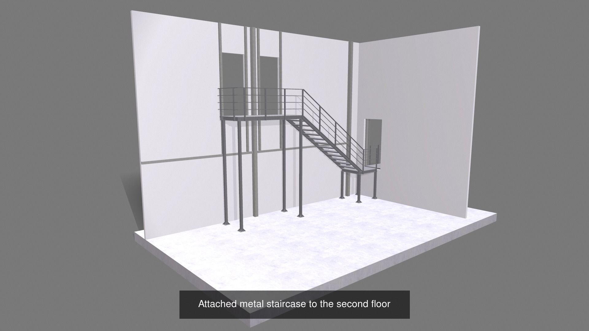Fire ladders platforms metal staircase 3D Model Collection_7