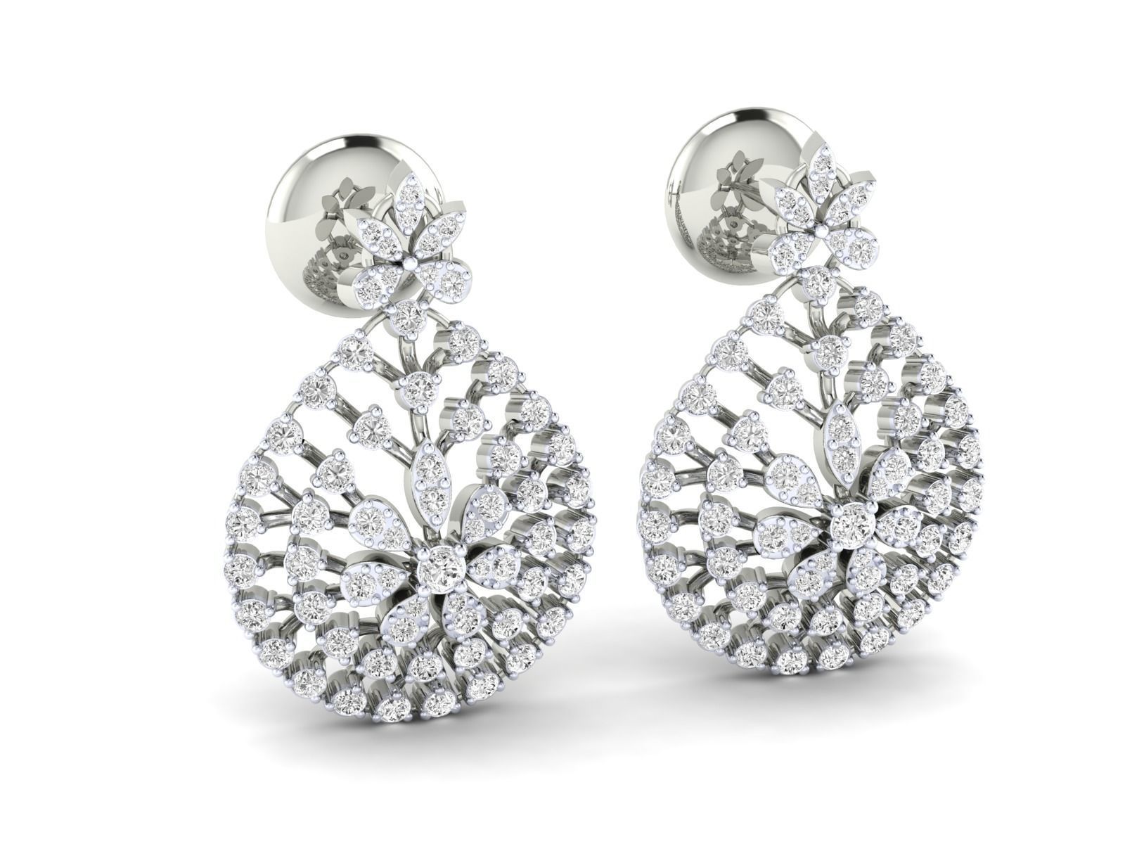 Women Pendant Earrings Ring set 3dm stl render detail 3D print model_28