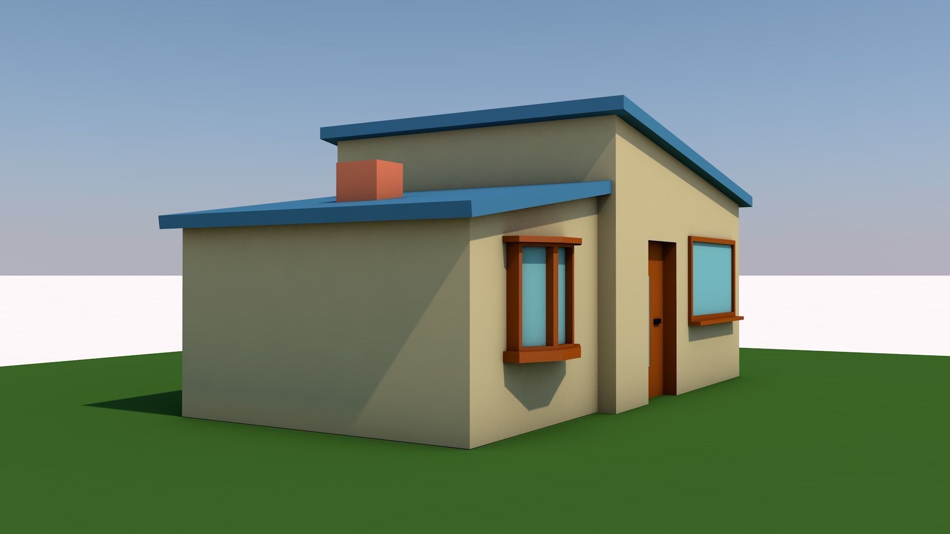 Low poly cartoon house Low-poly 3D model_4
