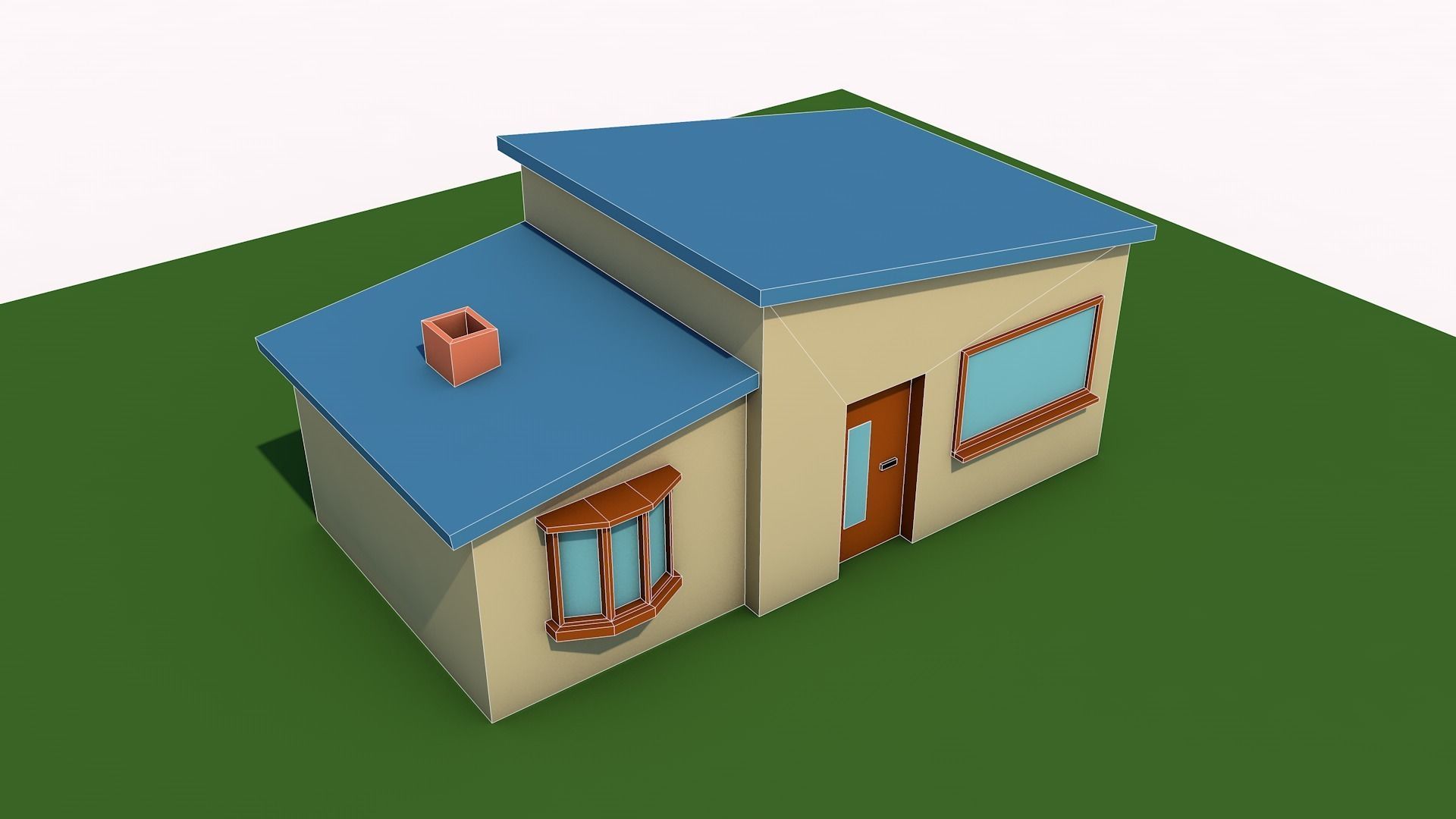 Low poly cartoon house Low-poly 3D model_2