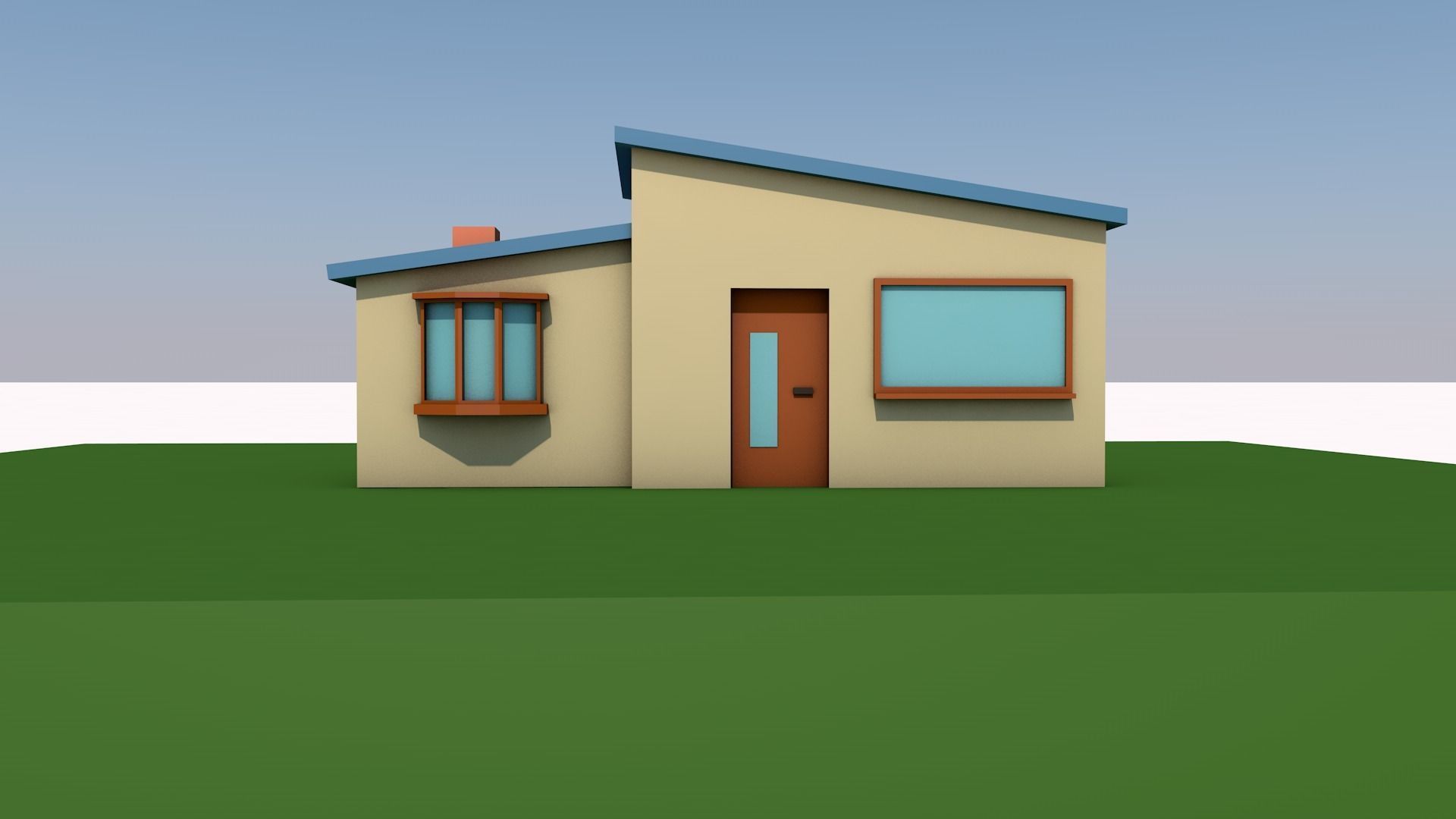 Low poly cartoon house Low-poly 3D model_1