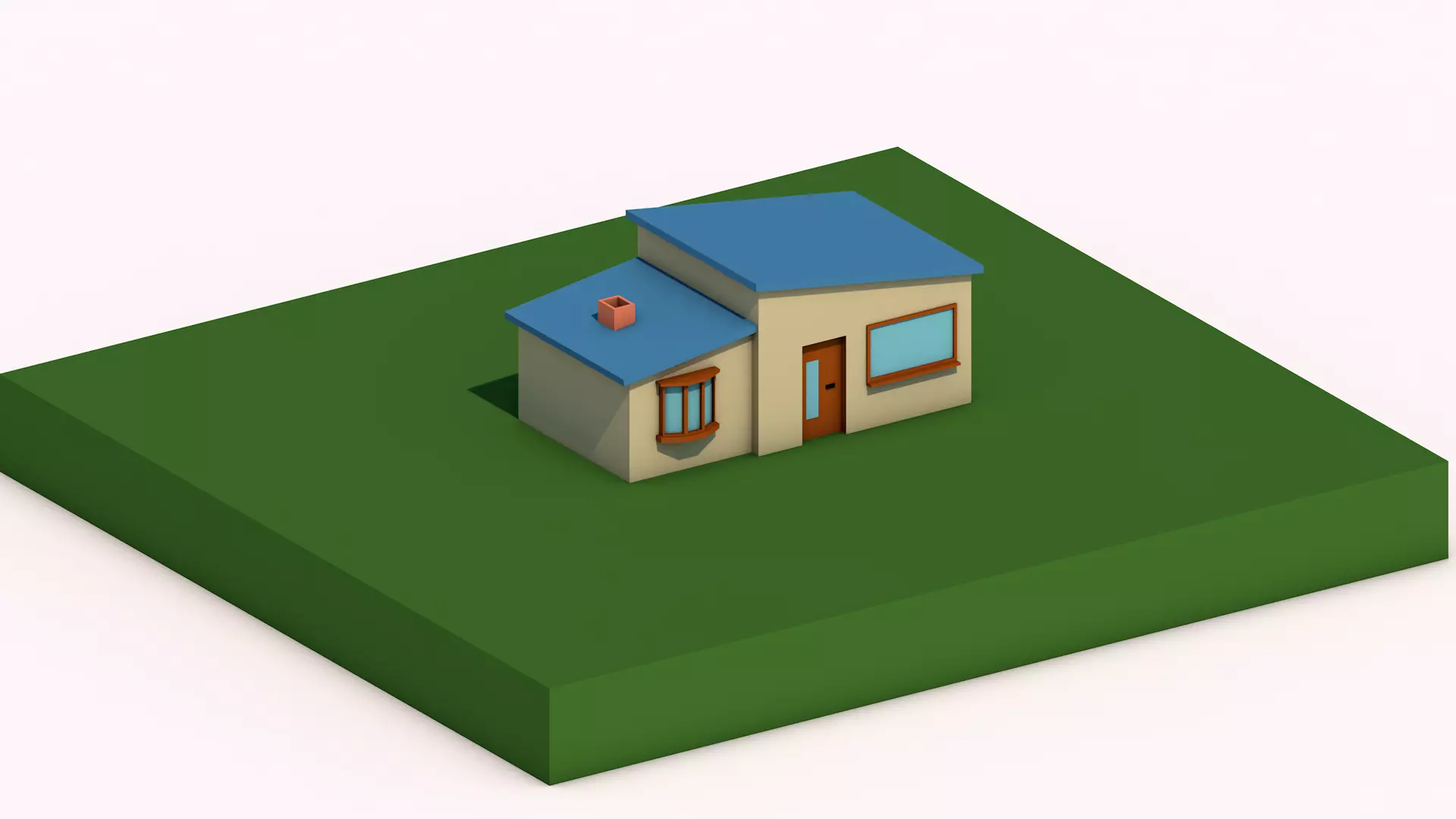 Low poly cartoon house Low-poly 3D model_0