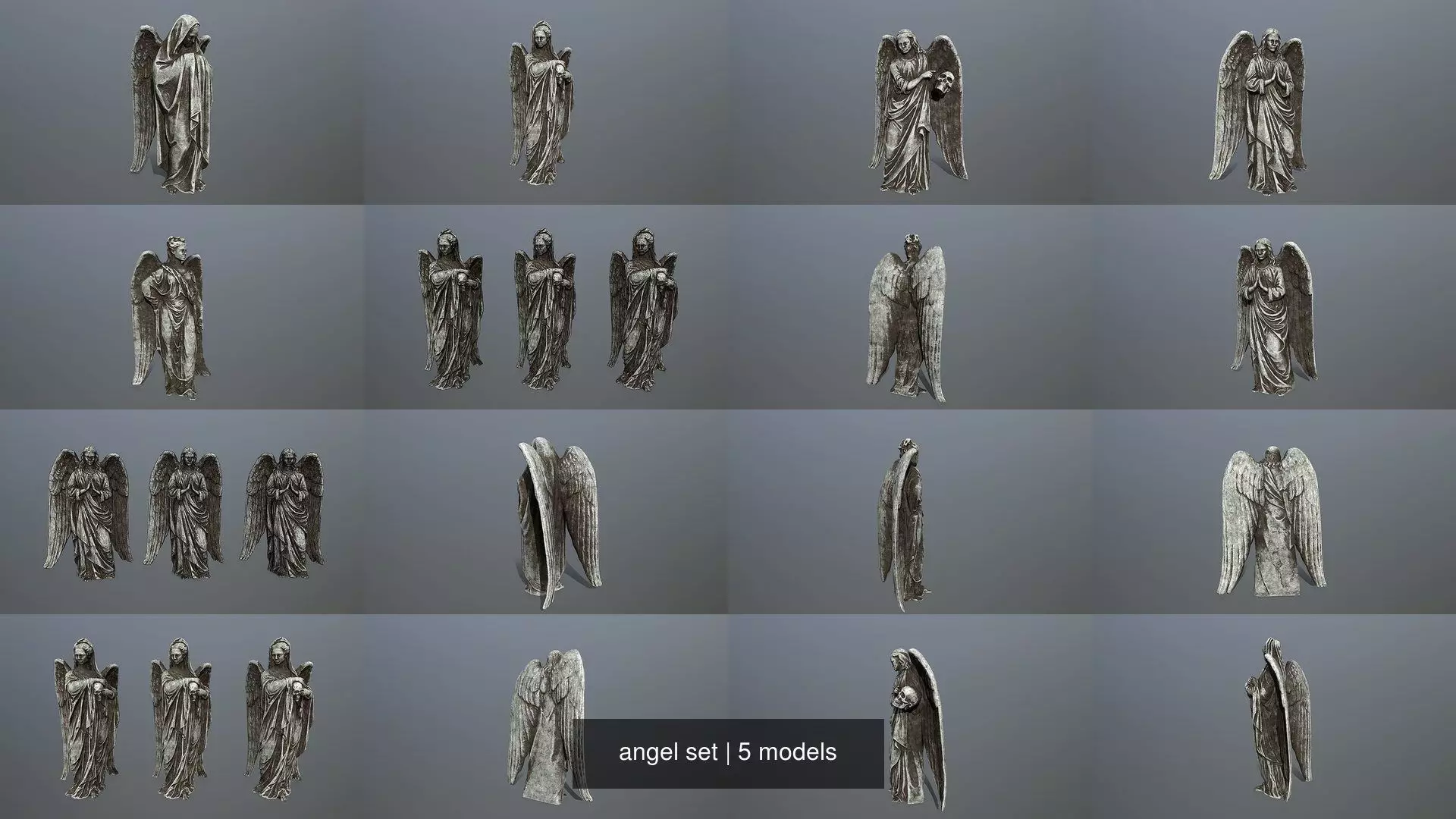 angel set statue of 3D Model Collection_1