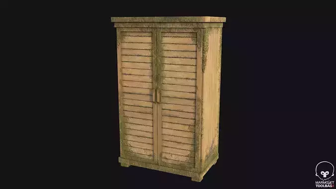 Old Wooden Cabinet PBR Game Ready