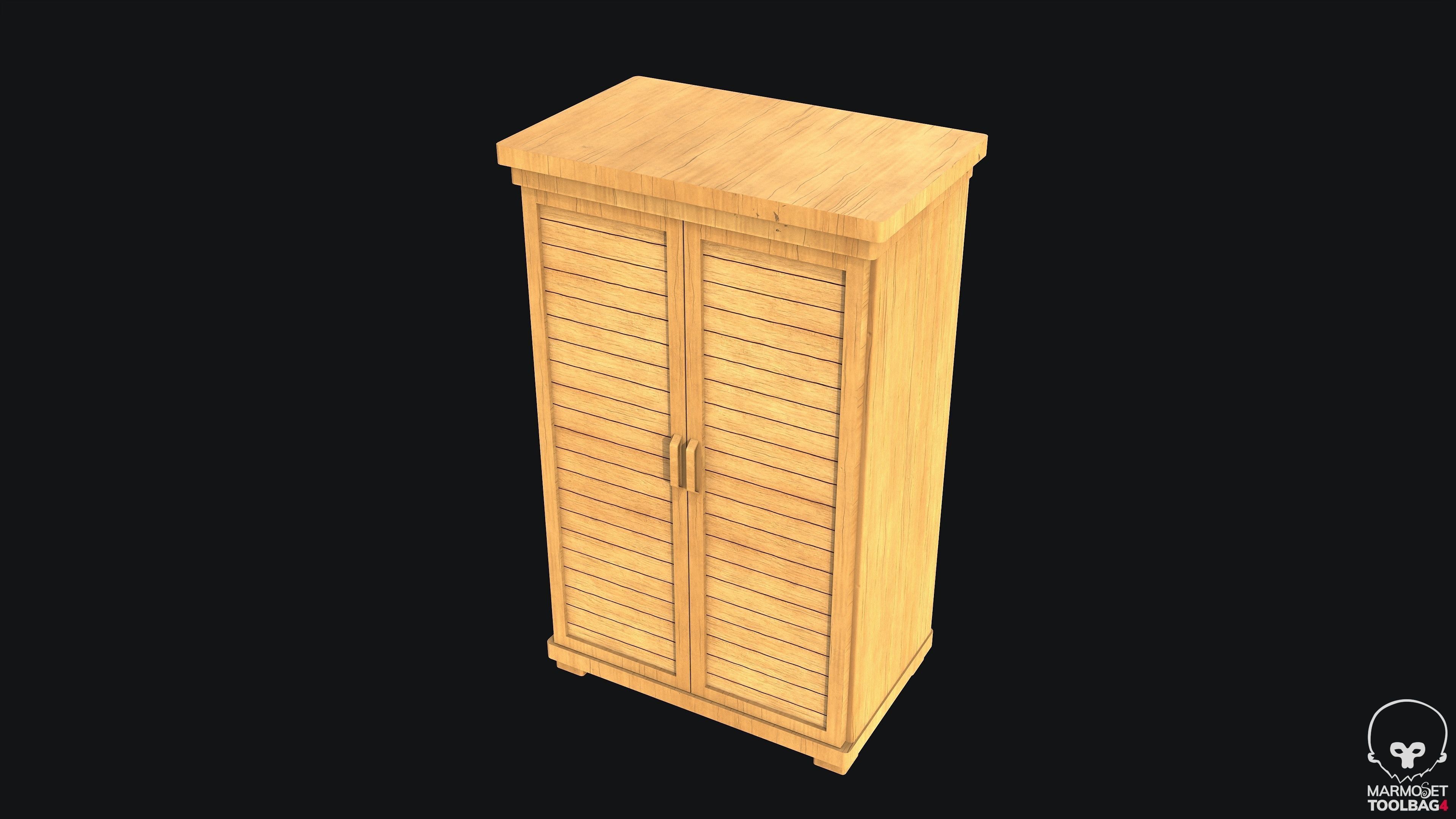 Wooden Cabinet PBR Game Ready Low-poly 3D model_3