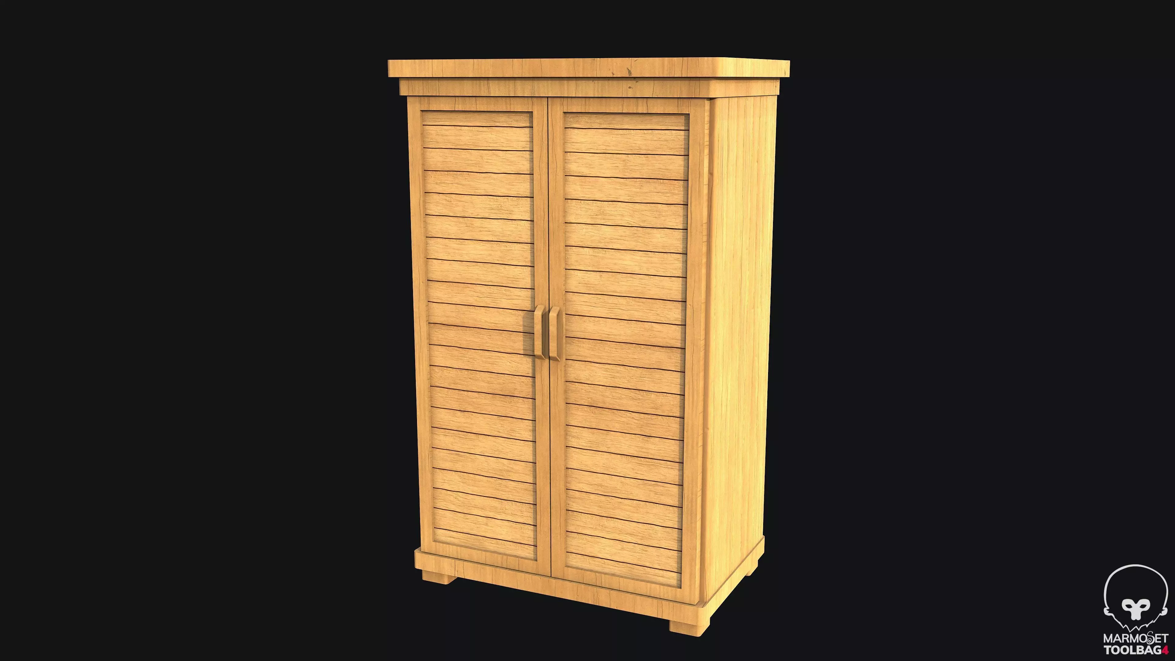 Wooden Cabinet PBR Game Ready Low-poly 3D model_0