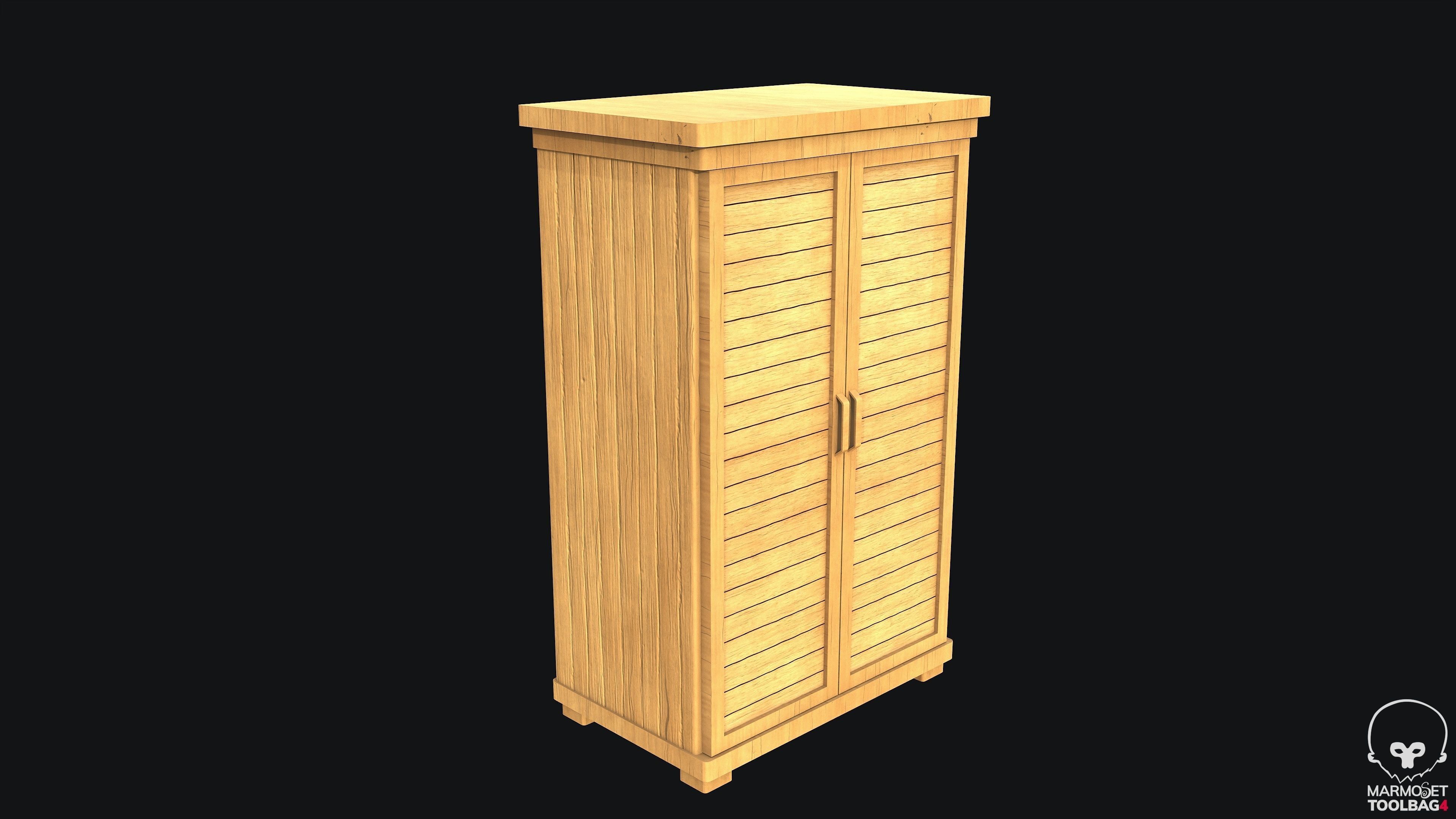 Wooden Cabinet PBR Game Ready Low-poly 3D model_1