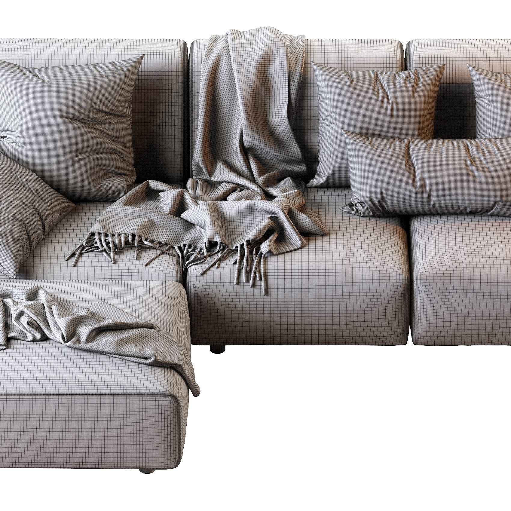 ASTON sectional sofa with pillows and blankets 3D model_4