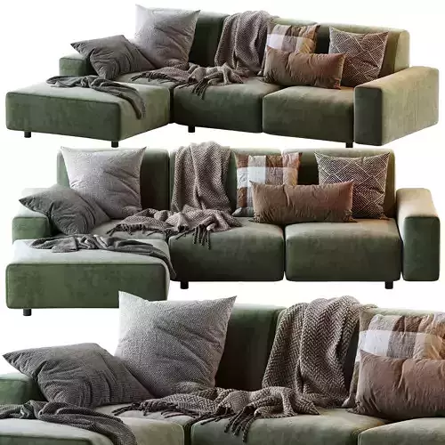 ASTON sectional sofa with pillows and blankets