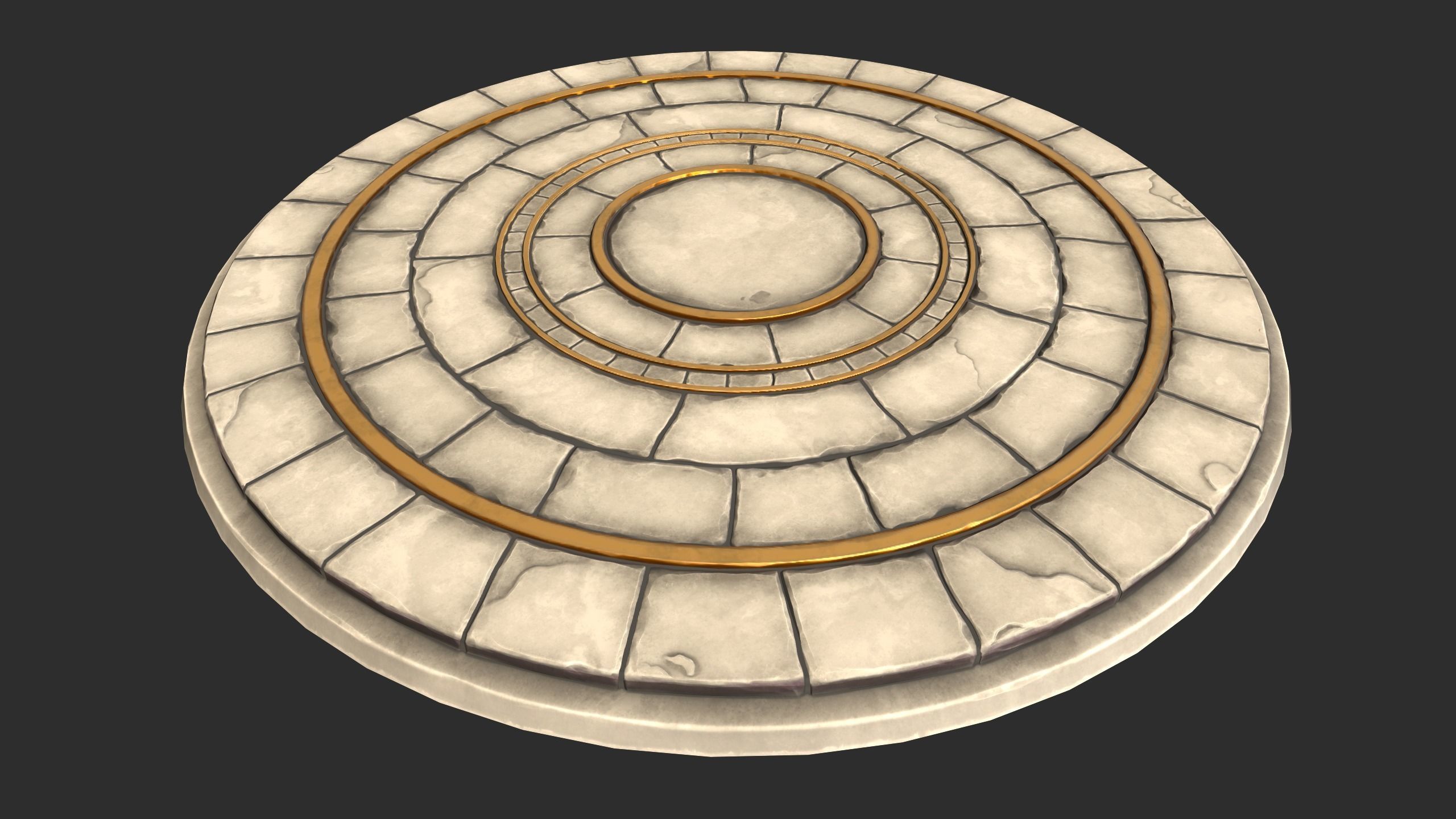 Stylized Stone Floor Circle Low-poly 3D model_2