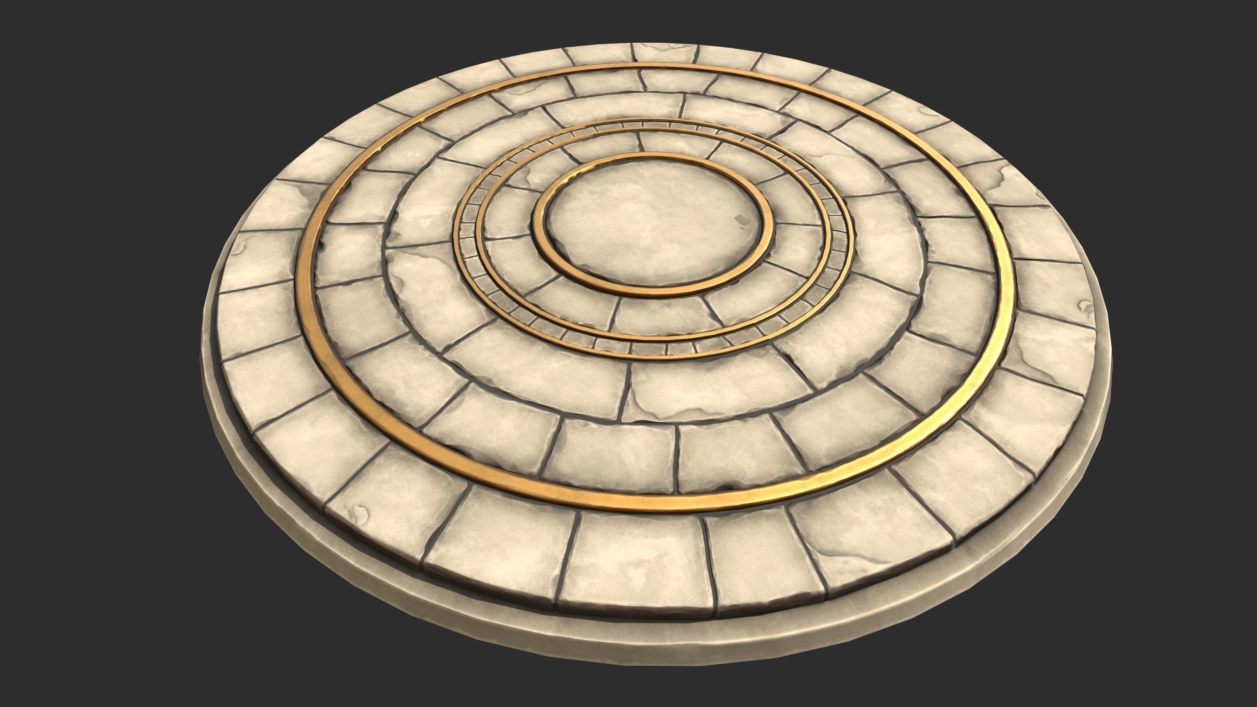 Stylized Stone Floor Circle Low-poly 3D model_3