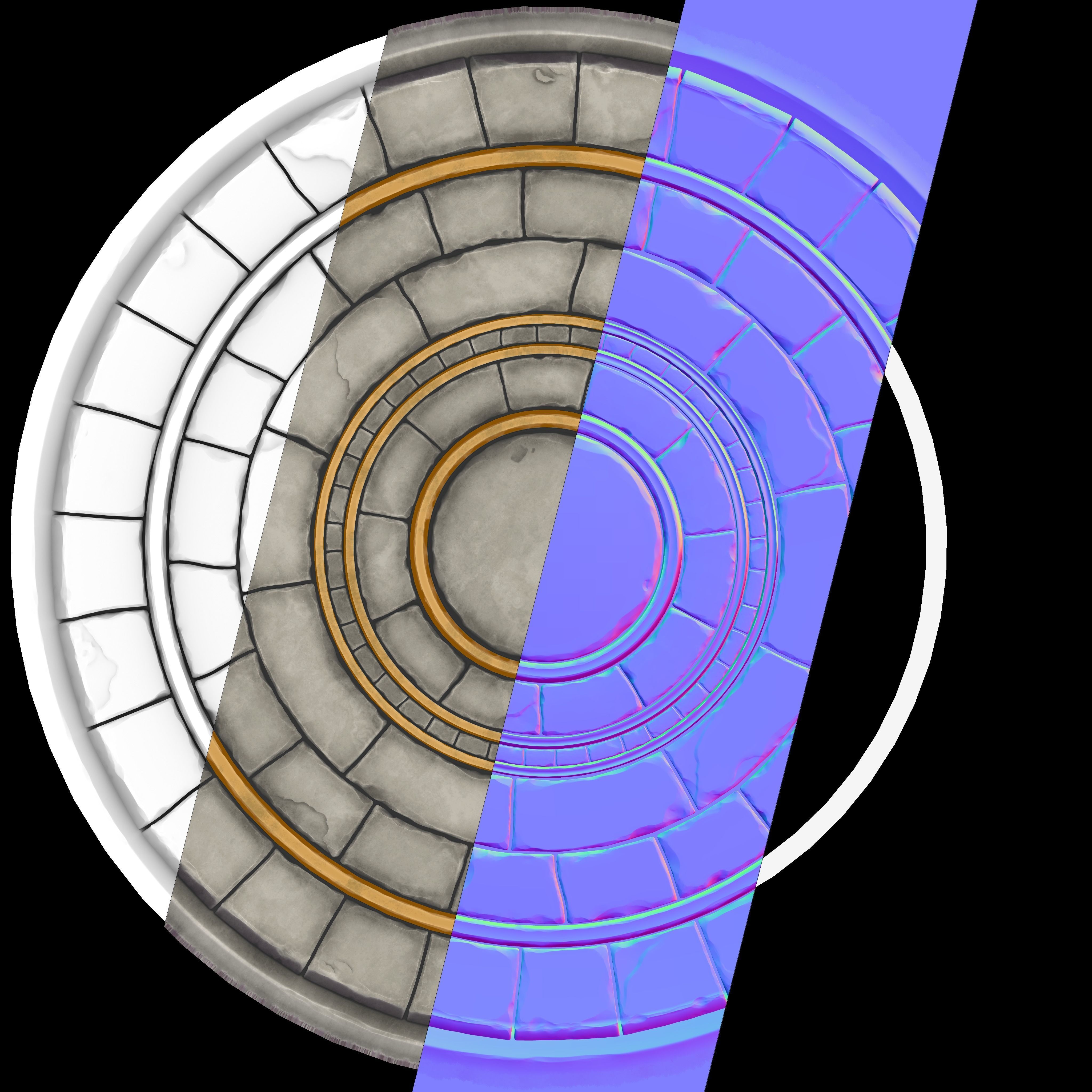 Stylized Stone Floor Circle Low-poly 3D model_12