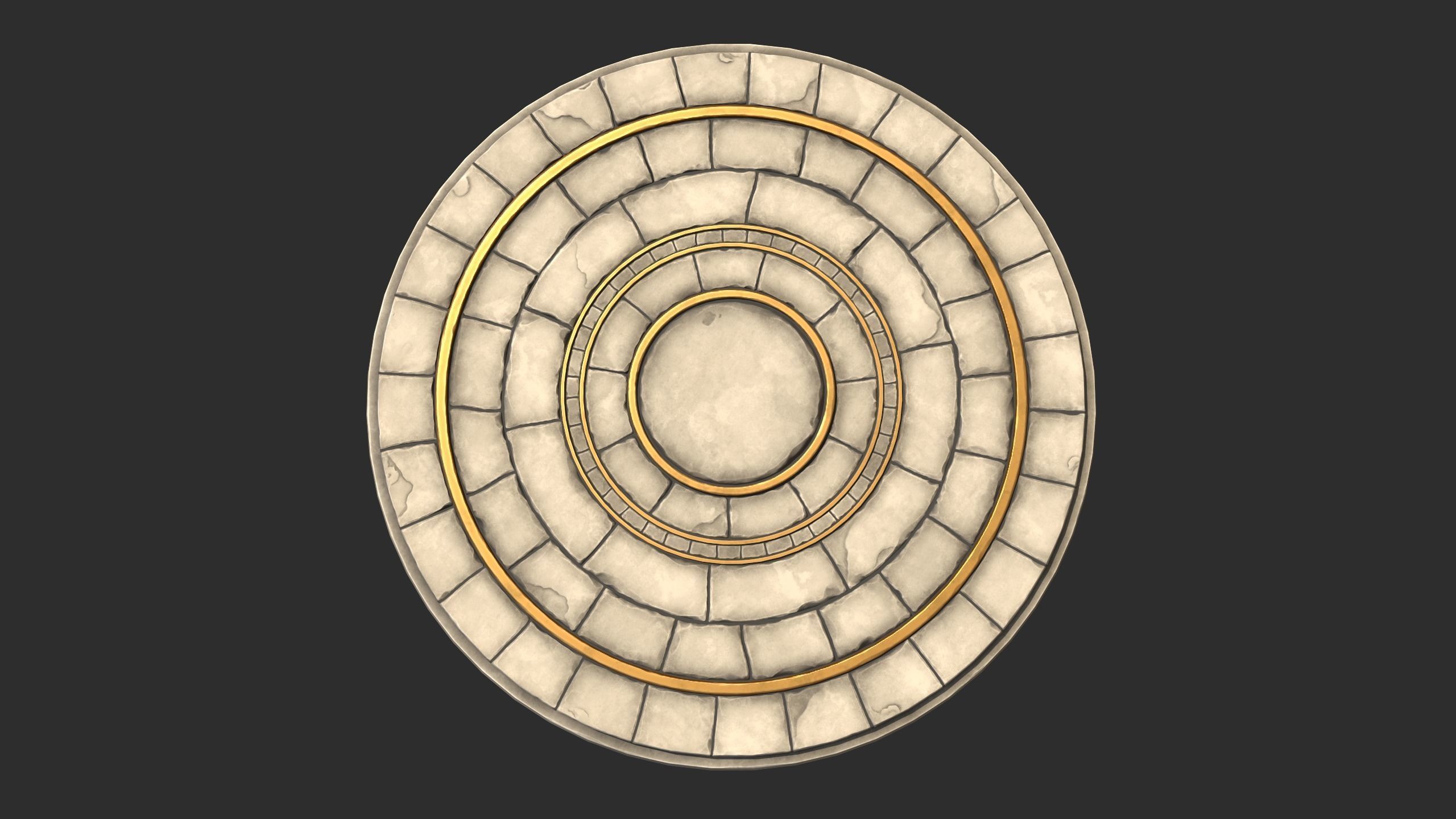 Stylized Stone Floor Circle Low-poly 3D model_4