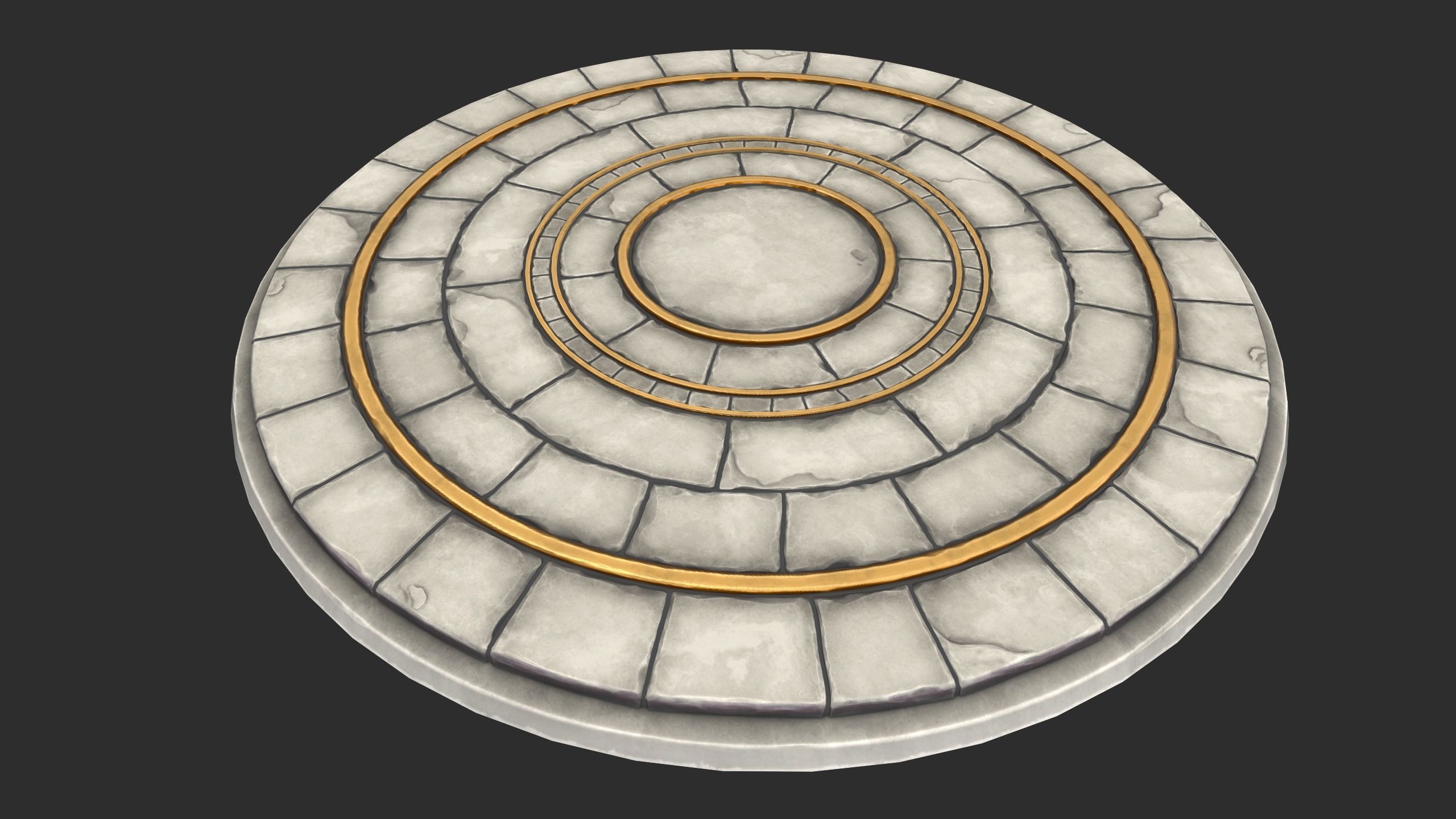 Stylized Stone Floor Circle Low-poly 3D model_6