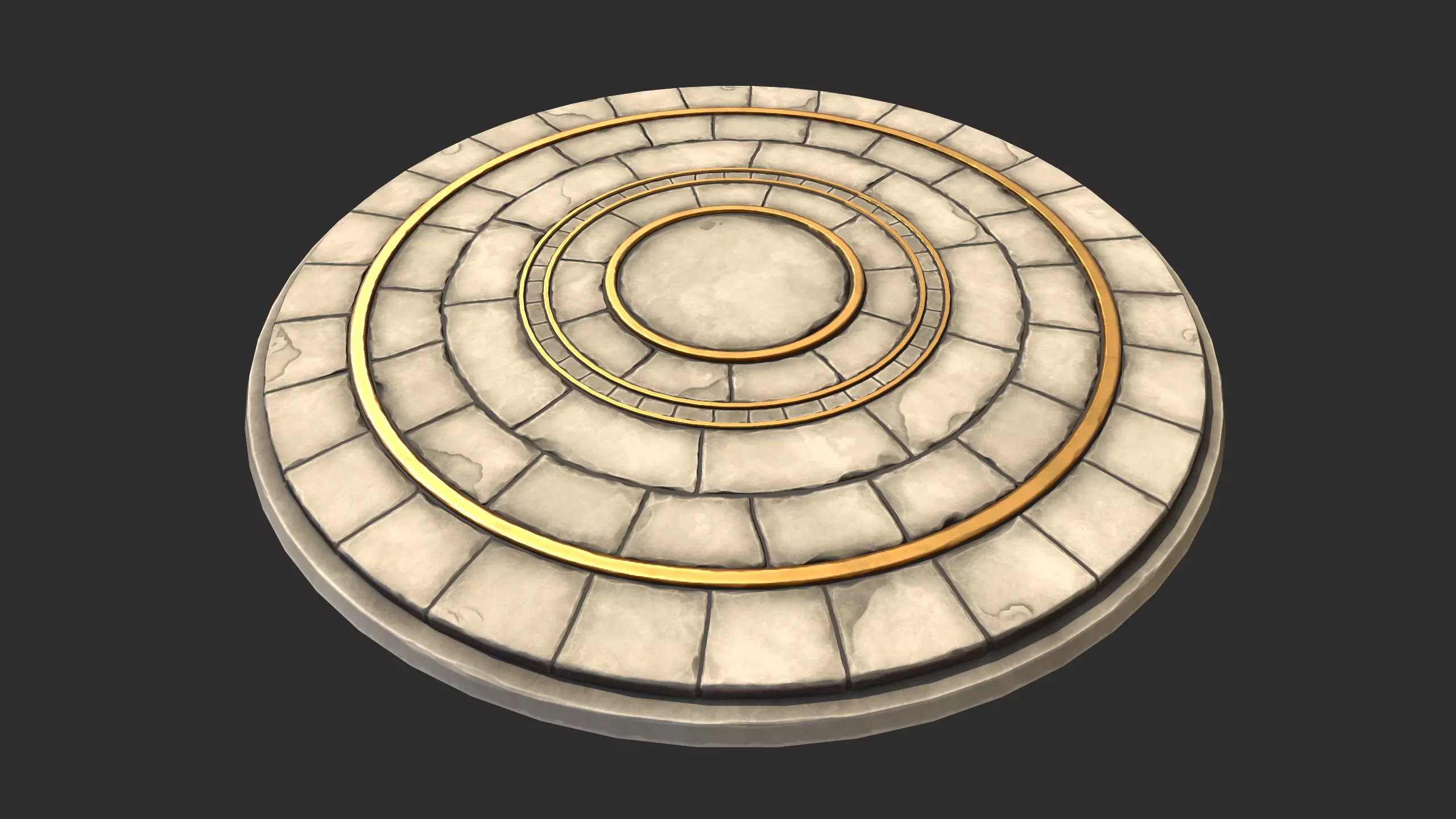 Stylized Stone Floor Circle Low-poly 3D model_0