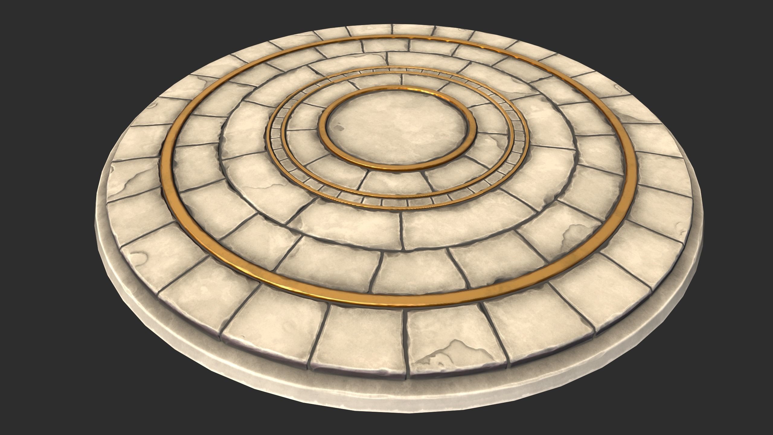 Stylized Stone Floor Circle Low-poly 3D model_1