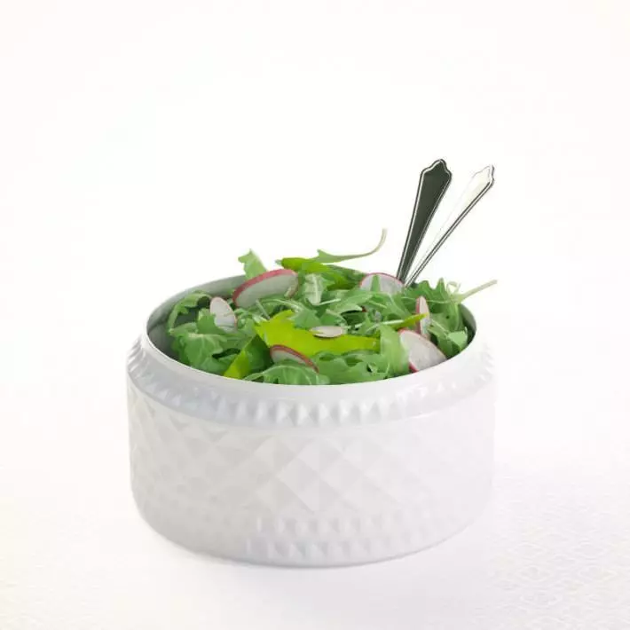 Salad In Porcelain Bowl 3D model_0
