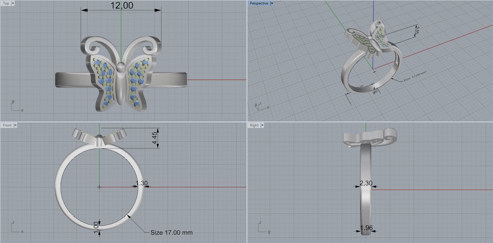 ring butterfly 3D print model_4
