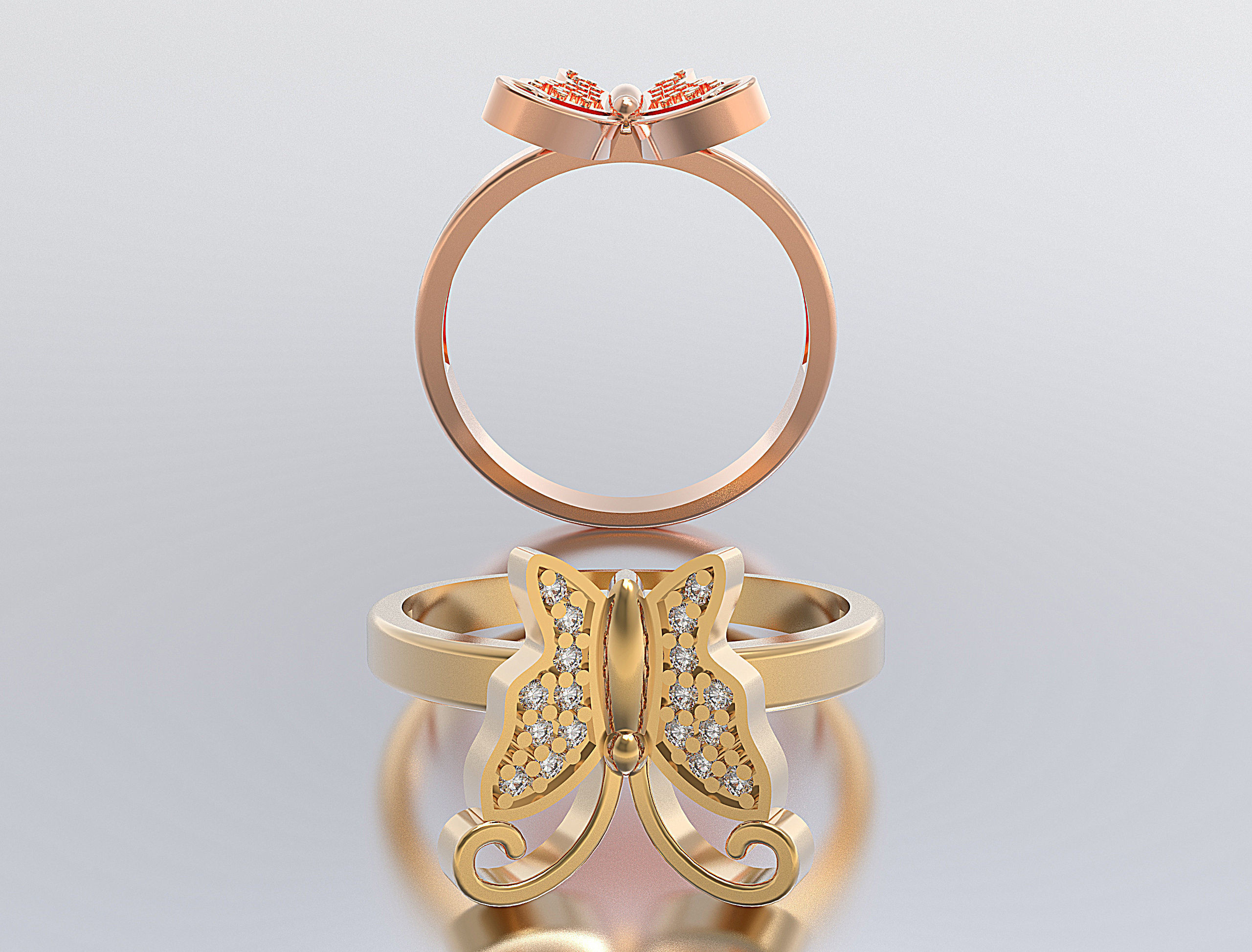 ring butterfly 3D print model_2