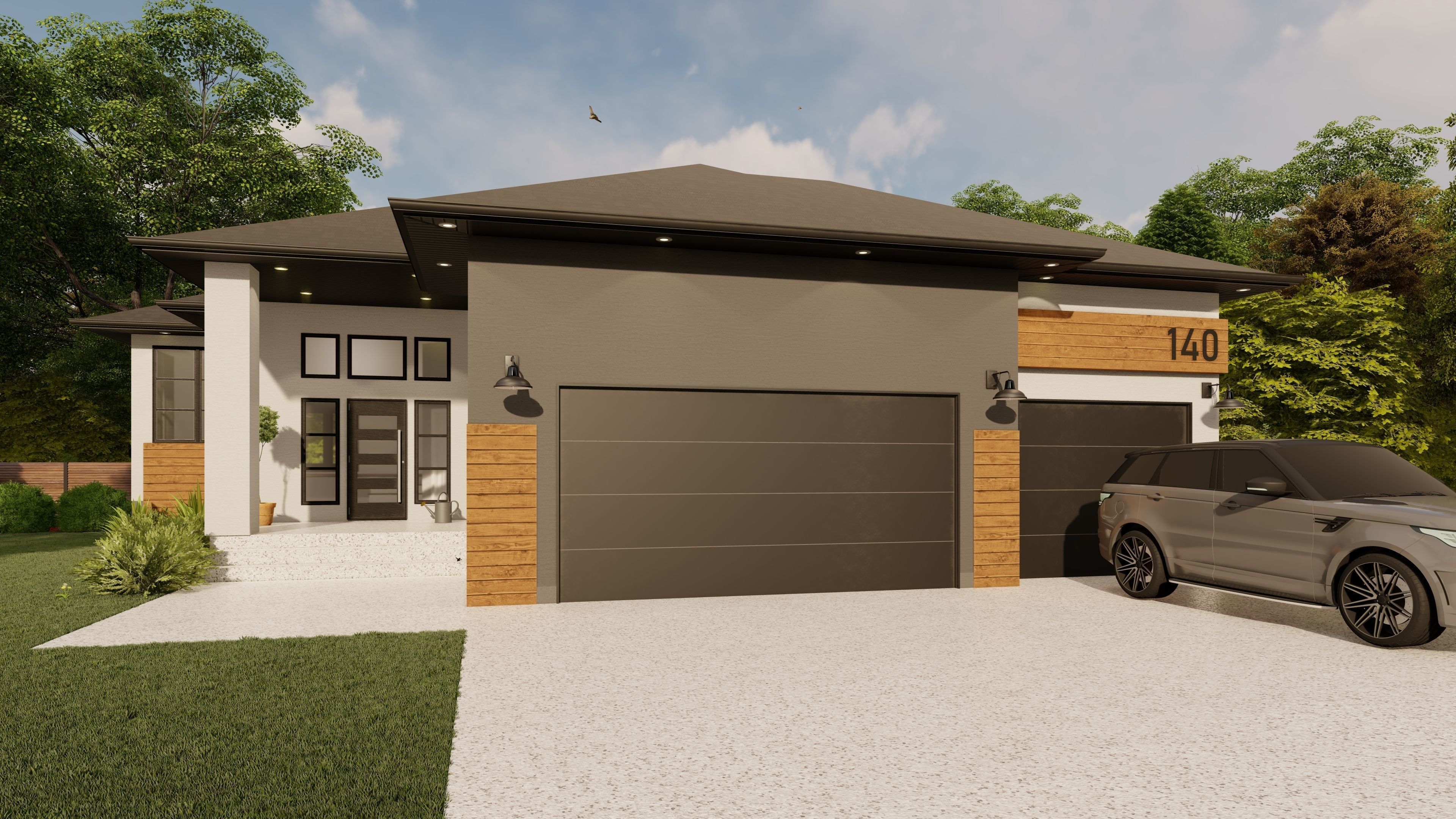 House - Bungalow - Triple Garage Free 3D model_2