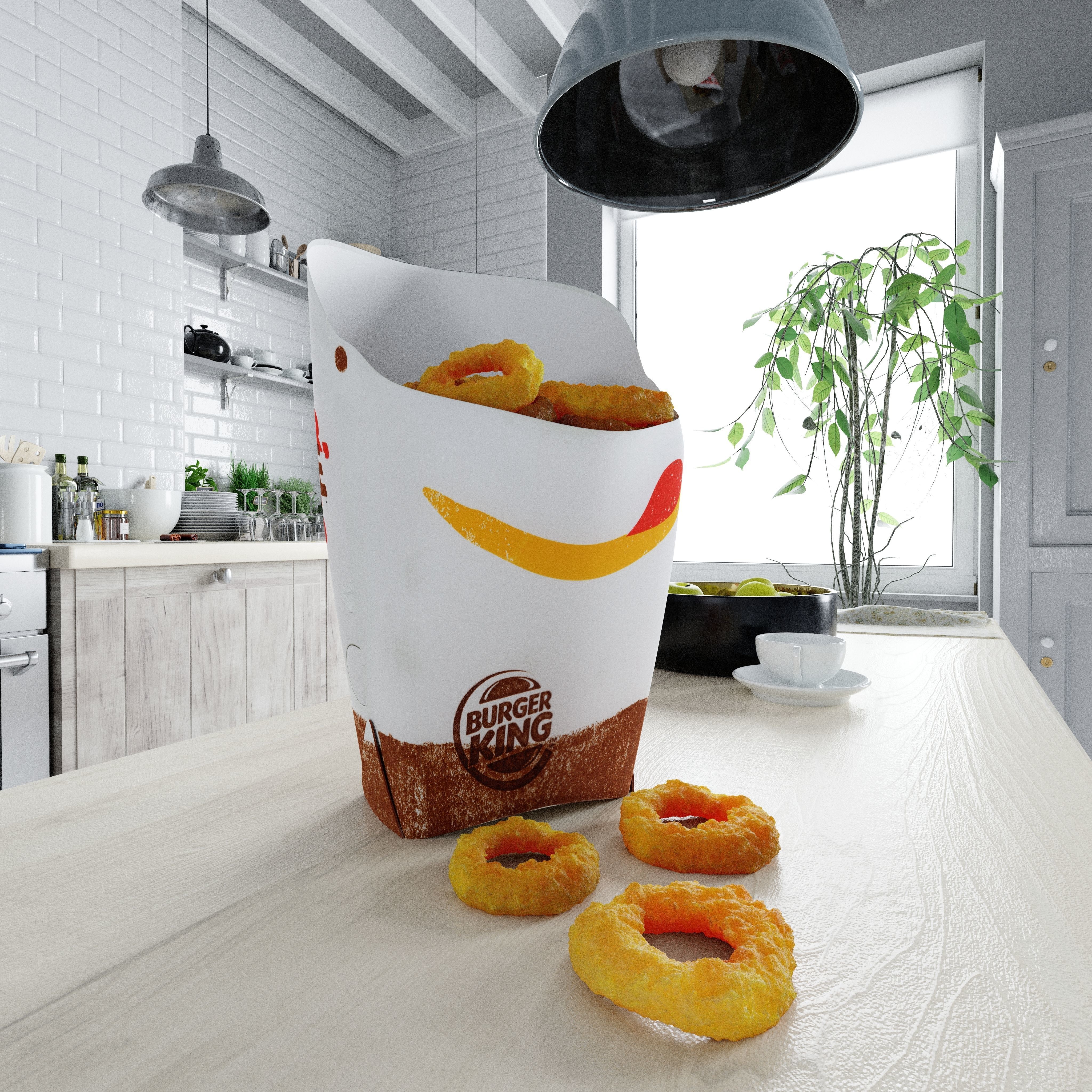 Burger King Onion Rings Photorealistic Low Poly PBR Low-poly 3D model_2