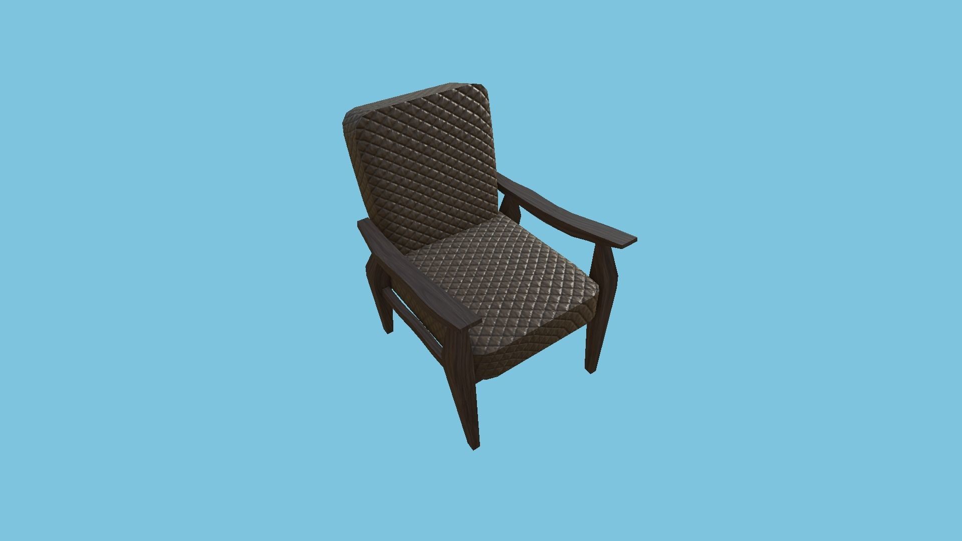 Brown Leather Armchair - Furniture Interior Design Low-poly 3D model_3