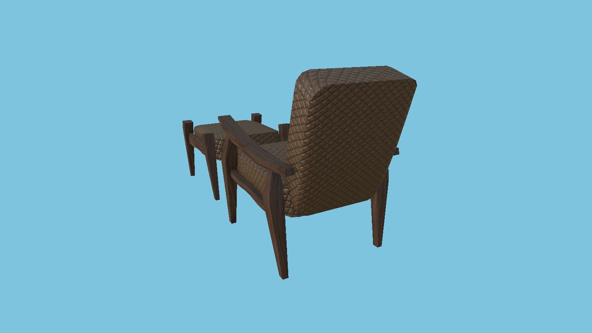 Brown Leather Armchair - Furniture Interior Design Low-poly 3D model_4