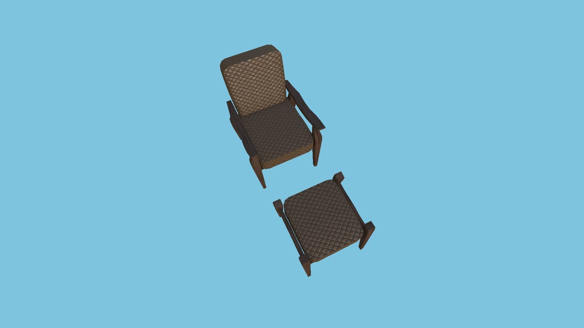 Brown Leather Armchair - Furniture Interior Design Low-poly 3D model_2