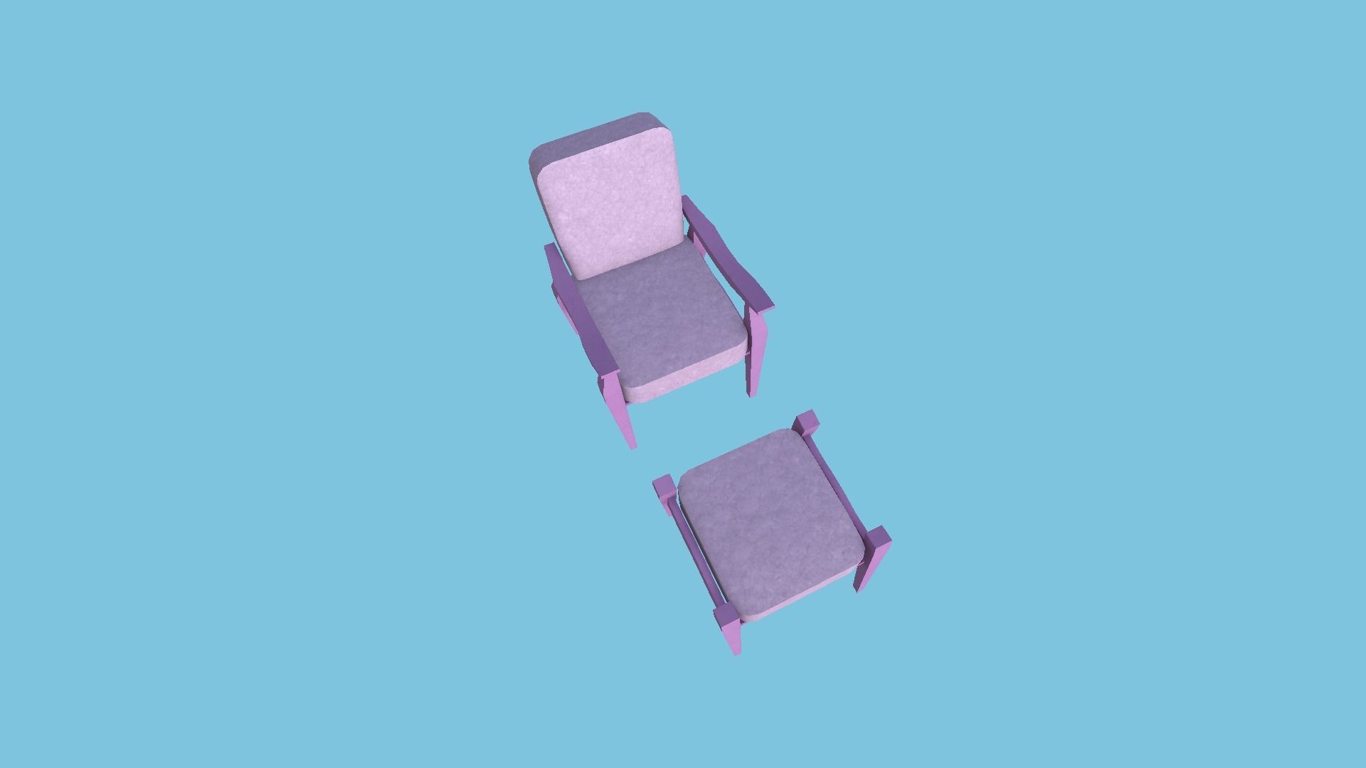 Pink Beauty Armchair - Furniture Interior Design Low-poly 3D model_2