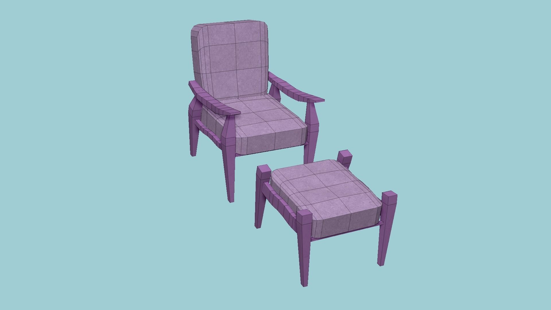 Pink Beauty Armchair - Furniture Interior Design Low-poly 3D model_6