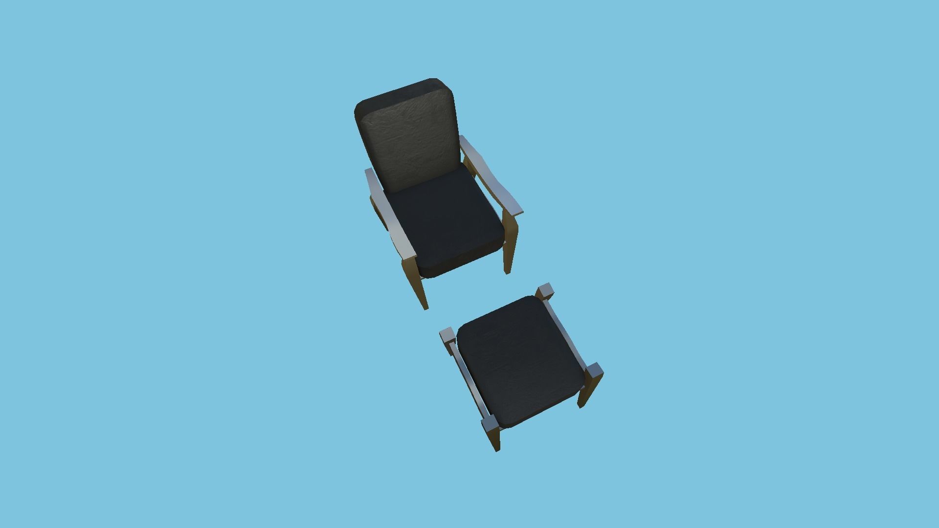Black Aluminum Armchair - Furniture Interior Design Low-poly 3D model_2