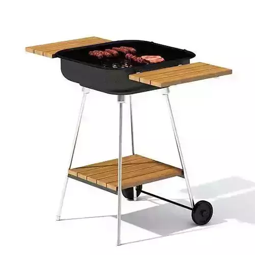 Grill Stand With Wooden Sides