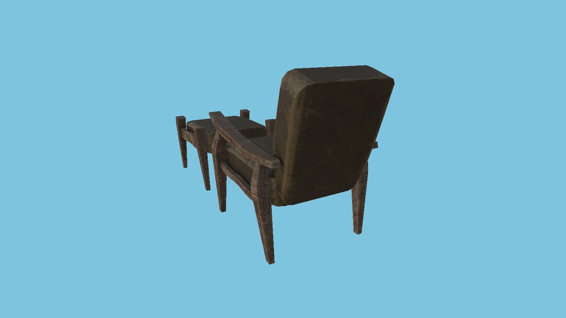 Rust Leather Armchair - Furniture Interior Design Low-poly 3D model_3